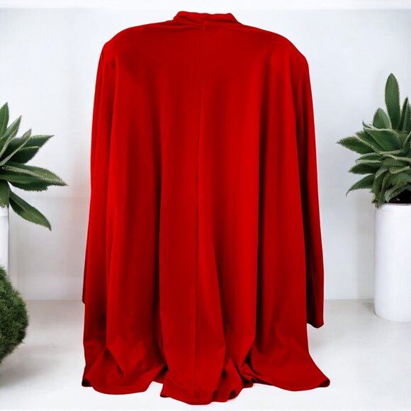 Vintage 1980's GOTTEX Red Open Front Full Swing Jacket Kimono Topper Womens S P - Picture 3 of 14